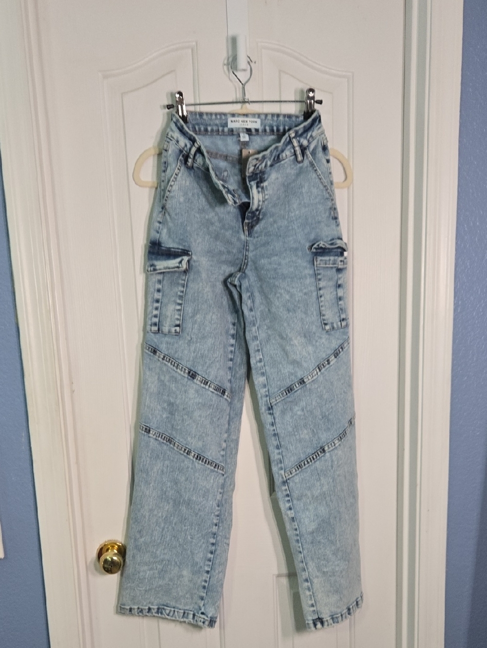 Marc New York Light Blue Straight Leg Cargo Jeans
